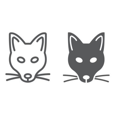 Tilki çizgi ve glif simgesi, hayvan ve Hayvanat Bahçesi, maskot işareti vektör grafikleri, Doğrusal model beyaz bir arka planda eps 10.