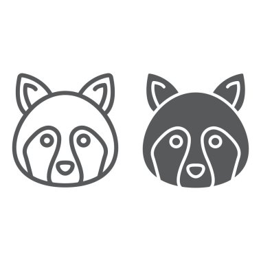 Racoon çizgi ve glif simgesi, hayvan ve Hayvanat Bahçesi, rakun işareti vektör grafikleri, Doğrusal model beyaz bir arka planda eps 10.