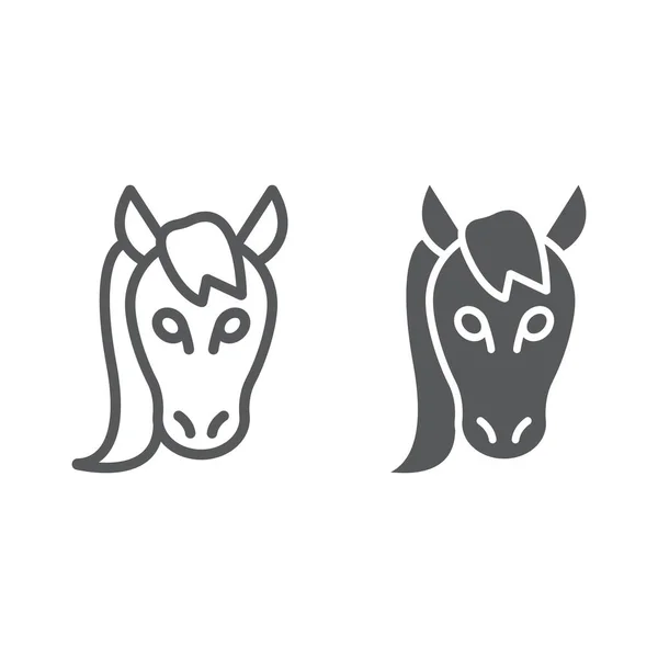 Icono de línea de caballo y glifo, animal y zoológico, gráficos vectoriales de signos mustang, un patrón lineal sobre un fondo blanco, eps 10 . — Archivo Imágenes Vectoriales