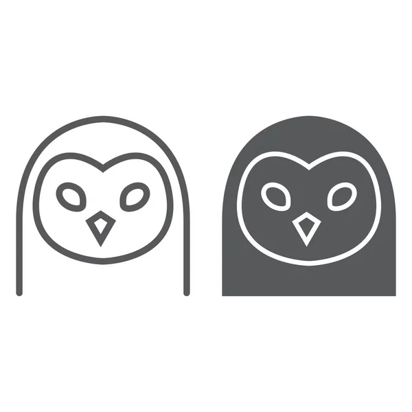 Owl linje och glyph ikon, djur och zoo, fågeln tecknet vektorgrafik, en linjär mönster på en vit bakgrund, eps 10. — Stock vektor