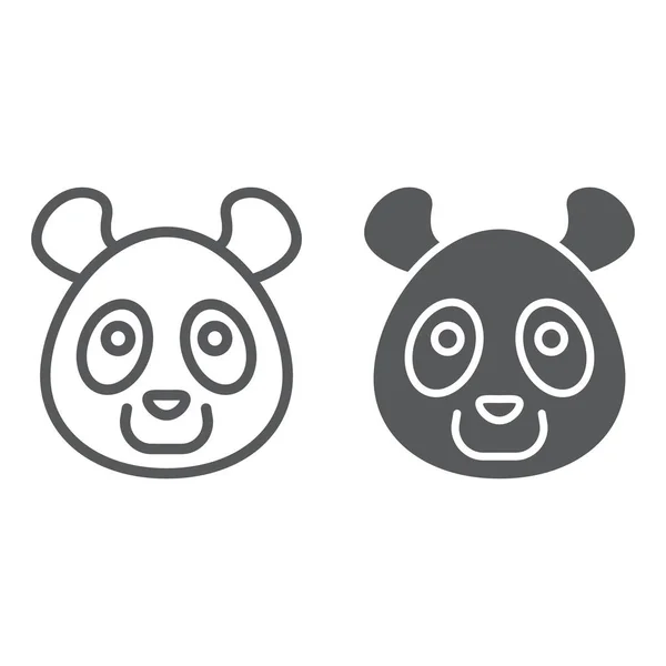 Línea de panda y glifo icono, animal y zoológico, oso gráficos vectoriales signo, un patrón lineal sobre un fondo blanco, eps 10 . — Archivo Imágenes Vectoriales