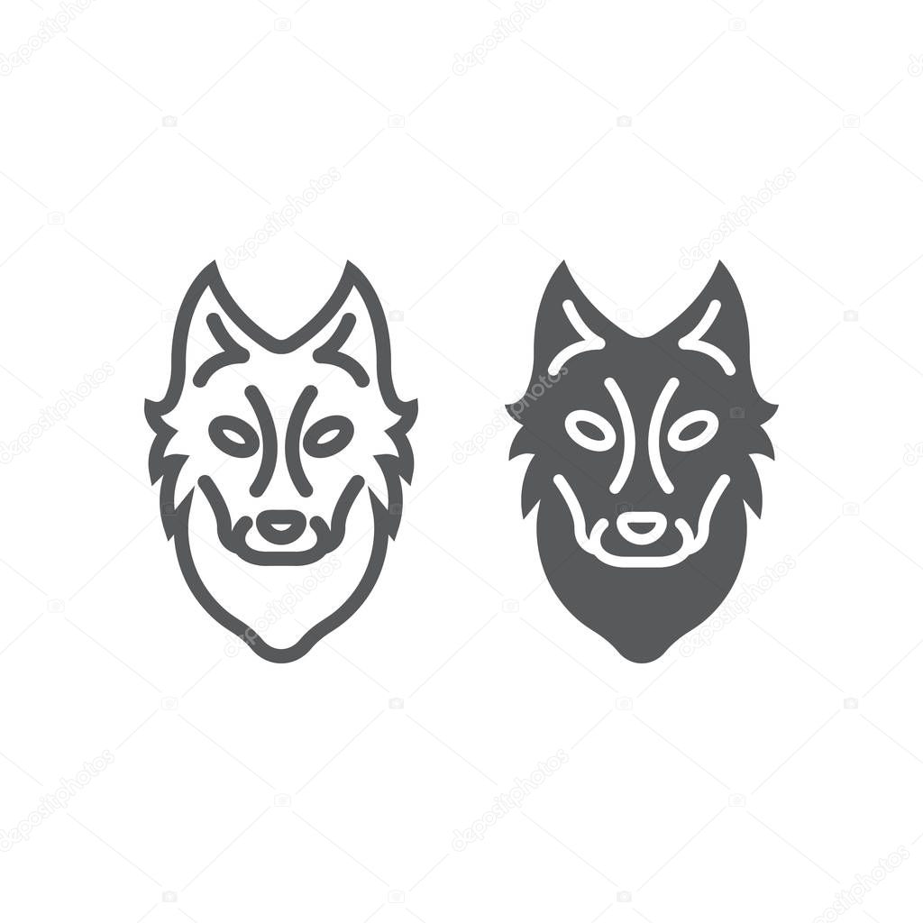 Wolf line and glyph icon, animal and zoo, dog sign vector graphics, a linear pattern on a white background, eps 10.