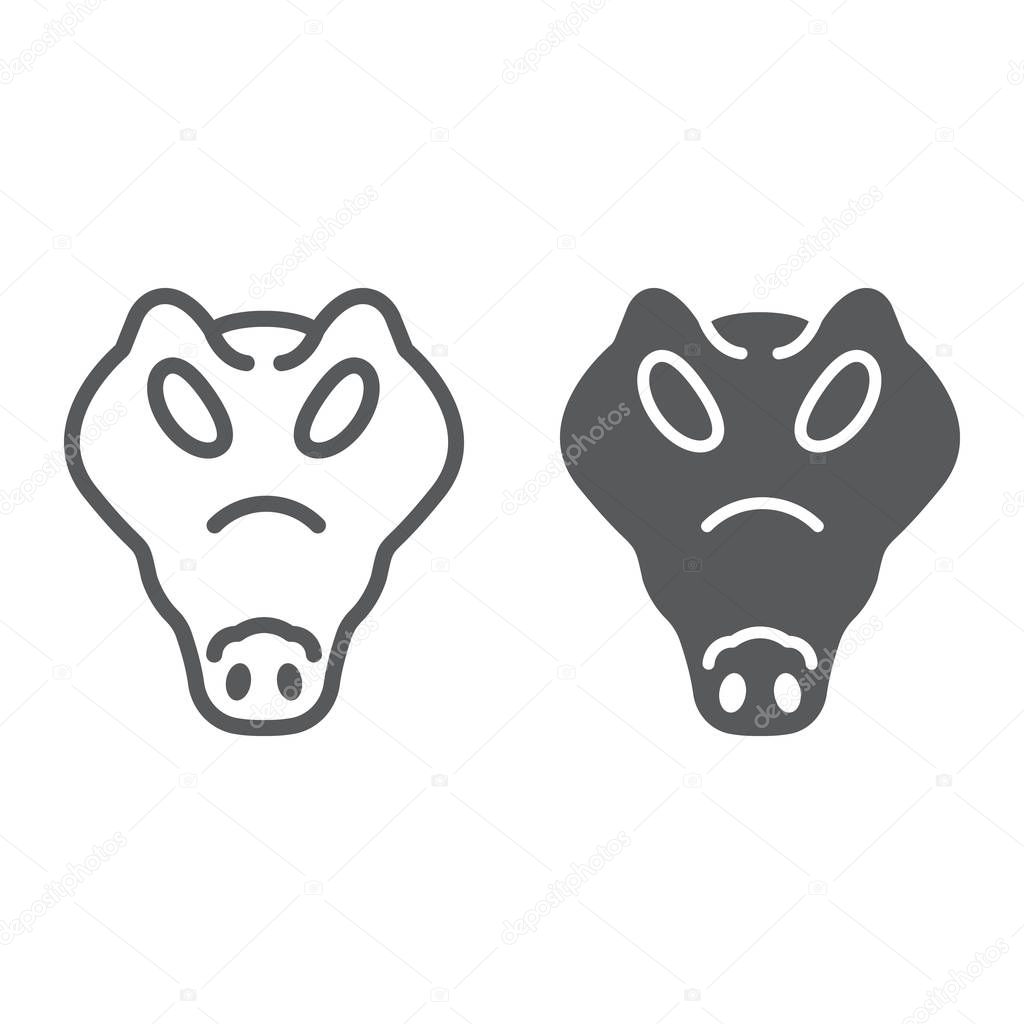Crocodile line and glyph icon, animal and zoo, reptile sign vector graphics, a linear pattern on a white background, eps 10.