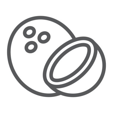 Hindistan cevizi satırı simgesi, meyve ve coco, tropikal işareti, vektör grafik, bir doğrusal model beyaz bir arka planda eps 10.