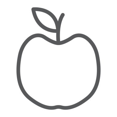 Apple satırı simgesi, meyve ve vitamin, diyet işareti, vektör grafikleri, Doğrusal model beyaz bir arka planda eps 10.