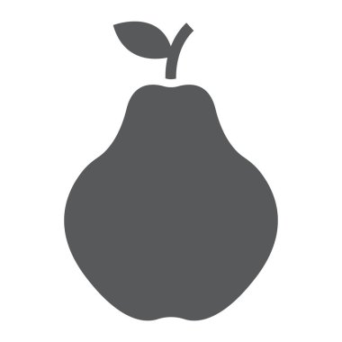 Ayva glif simgesi, meyve ve vitamin, tropikal işareti, vektör grafikleri, beyaz bir arka planda eps 10 katı bir desen.