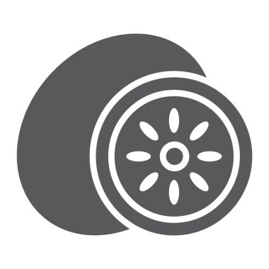 Kivi glif simgesi, meyve ve vitamin, tropikal işareti, vektör grafikleri, beyaz bir arka planda eps 10 katı bir desen.