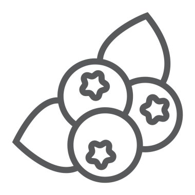 Yaban mersini satırı simgesi, meyve ve vitamin, frenk üzümü işareti, vektör grafikleri, Doğrusal model beyaz bir arka planda eps 10.