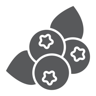 Yaban mersini glif simgesi, meyve ve vitamin, frenk üzümü işareti, vektör grafikleri, beyaz bir arka planda eps 10 katı bir desen.