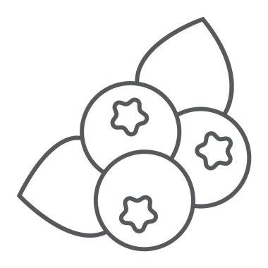 Böğürtlenli ince çizgi simgesi, meyve ve vitamin, frenk üzümü işareti, vektör grafikleri, Doğrusal model beyaz bir arka planda eps 10.