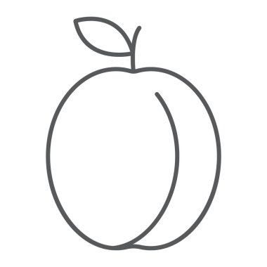 Erik ince satırı simgesi, meyve ve vitamin, diyet işareti, vektör grafikleri, Doğrusal model beyaz bir arka planda eps 10.