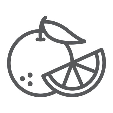 Turuncu meyve satırı simgesi, meyve ve vitamin, sulu işareti, vektör grafik, bir doğrusal model beyaz bir arka planda eps 10.