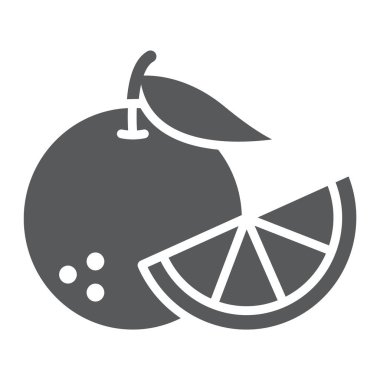 Turuncu meyve glif simgesi, meyve ve vitamin, sulu işareti, vektör grafikleri, beyaz bir arka planda eps 10 katı bir desen.