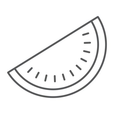 Karpuz ince çizgi simgesi, meyve ve vitamin, Vejetaryen işareti, vektör grafikleri, Doğrusal model beyaz bir arka planda eps 10.