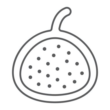 İncir ince çizgi simgesi, meyve ve vitamin, exotoc işareti, vektör grafikleri, Doğrusal model beyaz bir arka planda eps 10.