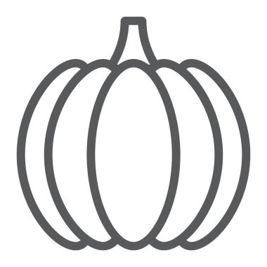 Kabak satırı simgesi, sebze ve vitamin, Vejetaryen işareti, vektör grafik, bir doğrusal model beyaz bir arka planda eps 10.