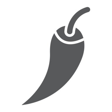 Kırmızı sıcak biber biber glif simgesi, sebze ve baharatlı, acılı biber işareti, vektör grafikleri, beyaz bir arka planda eps 10 katı bir desen.