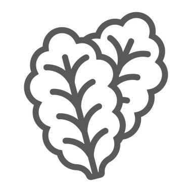 Yaprak marul satırı simgesi, bitkisel ve diyet, Vejeteryan işareti, vektör grafik, bir doğrusal model beyaz bir arka planda eps 10.