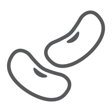 Barbunya fasulyesi satır simgesi, bitkisel ve diyet, Vejeteryan işareti, vektör grafikleri, Doğrusal model beyaz bir arka planda eps 10.