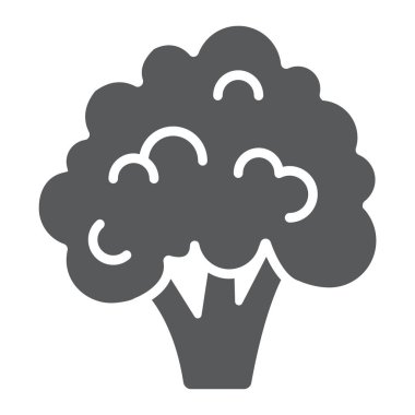 Brokoli glif simgesi, bitkisel ve diyet, Vejeteryan işareti, vektör grafikleri, beyaz bir arka planda eps 10 katı bir desen.