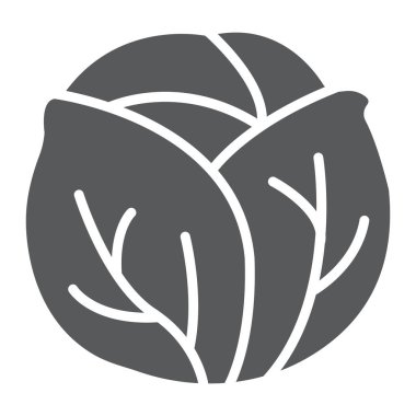 Lahana glif simgesi, bitkisel ve diyet, Vejeteryan işareti, vektör grafikleri, beyaz bir arka planda eps 10 katı bir desen.