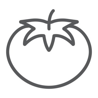 Domates satırı simgesi, bitkisel ve diyet, Vejeteryan işareti, vektör grafik, bir doğrusal model beyaz bir arka planda eps 10.