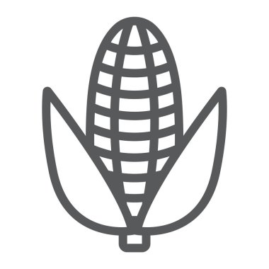 Mısır satırı simgesi, bitkisel ve diyet, Mısır işareti, vektör grafik, bir doğrusal model beyaz bir arka planda eps 10.