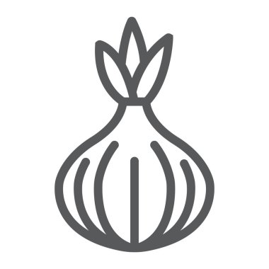 Soğan satırı simgesi, bitkisel ve diyet, Vejeteryan işareti, vektör grafik, bir doğrusal model beyaz bir arka planda eps 10.