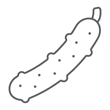 Salatalık ince çizgi simgesi, bitkisel ve diyet, Vejeteryan işareti, vektör grafikleri, Doğrusal model beyaz bir arka planda eps 10.