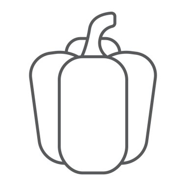 Dolmalık biber ince çizgi simgesi, bitkisel ve diyet, tatlı biber işareti, vektör grafikleri, Doğrusal model beyaz bir arka planda eps 10.