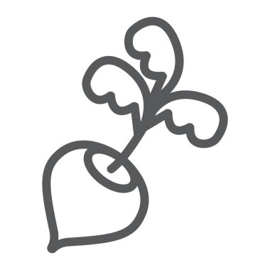 Turp satırı simgesi, bitkisel ve diyet, pancar işareti, vektör grafik, bir doğrusal model beyaz bir arka planda eps 10.