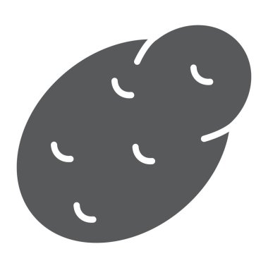Patates glif simgesi, bitkisel ve diyet, Vejeteryan işareti, vektör grafikleri, beyaz bir arka planda eps 10 katı bir desen.