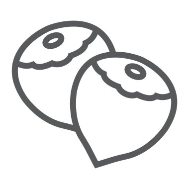 Fındık satırı simgesi, sebze ve fındık, Vejetaryen işareti, vektör grafikleri, Doğrusal model beyaz bir arka planda eps 10.