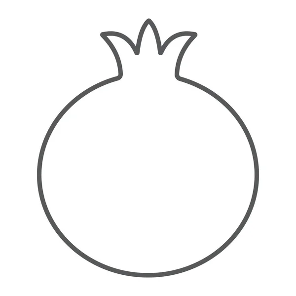 Granatäpple tunn linje-ikonen, frukt och vitamin, kost tecken, vektorgrafik, en linjär mönster på en vit bakgrund, eps 10. — Stock vektor