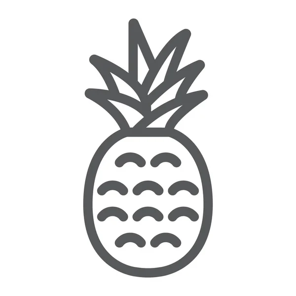 Icono de la línea de piña, fruta y ananas, signo tropical, gráficos vectoriales, un patrón lineal sobre un fondo blanco, eps 10 . — Vector de stock