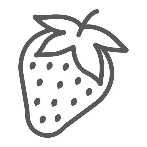 Aardbei lijn pictogram, groenten en vitamine, berry teken, vector graphics, een lineair patroon op een witte achtergrond, eps 10. — Stockvector