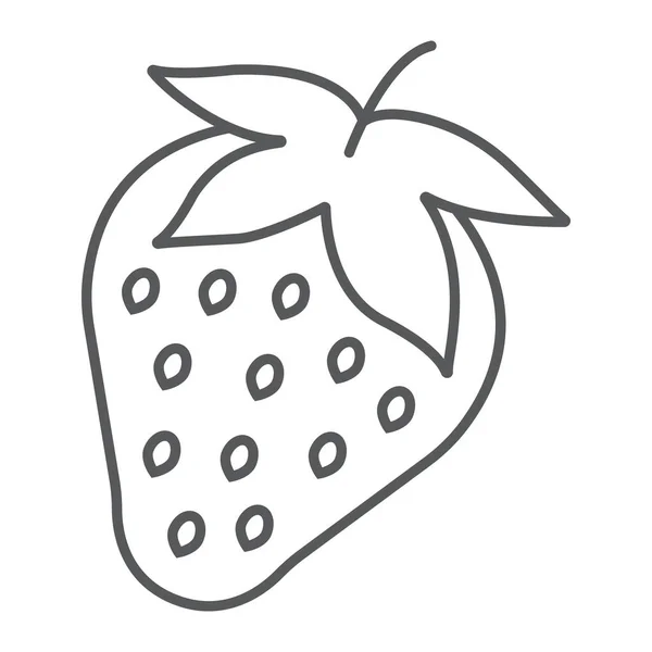 Fresa icono de línea delgada, fruta y vitamina, signo de la baya, gráficos vectoriales, un patrón lineal sobre un fondo blanco, eps 10 . — Vector de stock