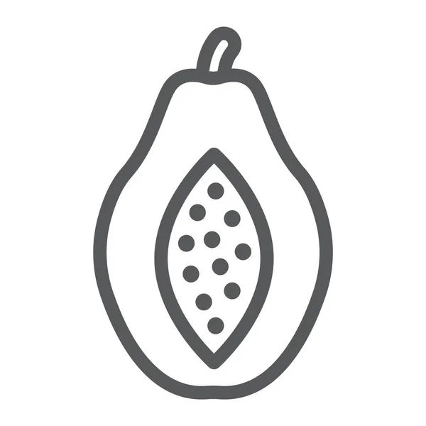 Icono de la línea de papaya, fruta y vitamina, signo de dieta, gráficos vectoriales, un patrón lineal sobre un fondo blanco, eps 10 . — Vector de stock