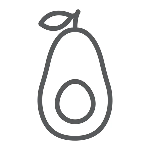 Avokado ikon, frukt och vitamin, kost tecken, vektorgrafik, en linjär mönster på en vit bakgrund, eps 10. — Stock vektor