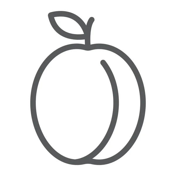 Icono de línea de ciruela, fruta y vitamina, signo de dieta, gráficos vectoriales, un patrón lineal sobre un fondo blanco, eps 10 . — Vector de stock
