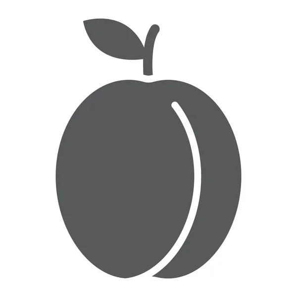 Icono del glifo de ciruelo, fruta y vitamina, signo de dieta, gráficos vectoriales, un patrón sólido sobre un fondo blanco, eps 10 . — Vector de stock