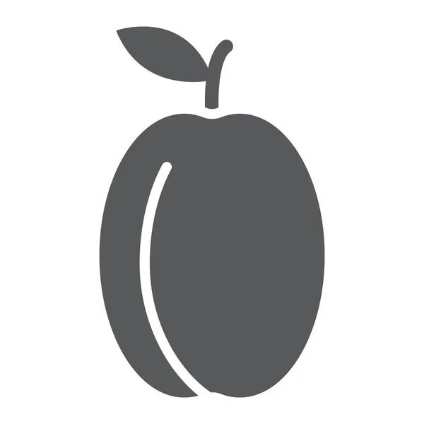 Icono del glifo de albaricoque, fruta y vitamina, signo de ciruela, gráficos vectoriales, un patrón sólido sobre un fondo blanco, eps 10 . — Vector de stock