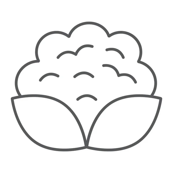 カリフラワー細い線アイコン、野菜とダイエット、ベジタリアン記号のベクトル グラフィックス、白い背景、eps 10 の線形パターン. — ストックベクタ
