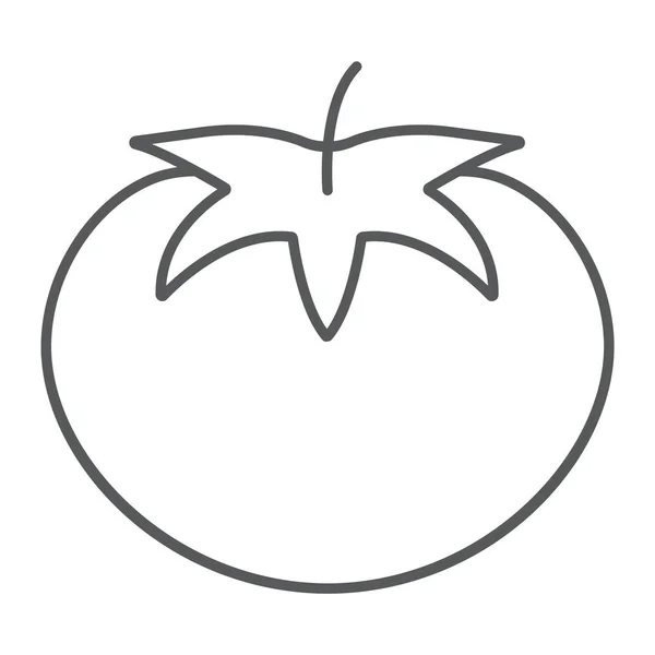 Icono de línea delgada de tomate, vegetal y dieta, signo vegetariano, gráficos vectoriales, un patrón lineal sobre un fondo blanco, eps 10 . — Vector de stock