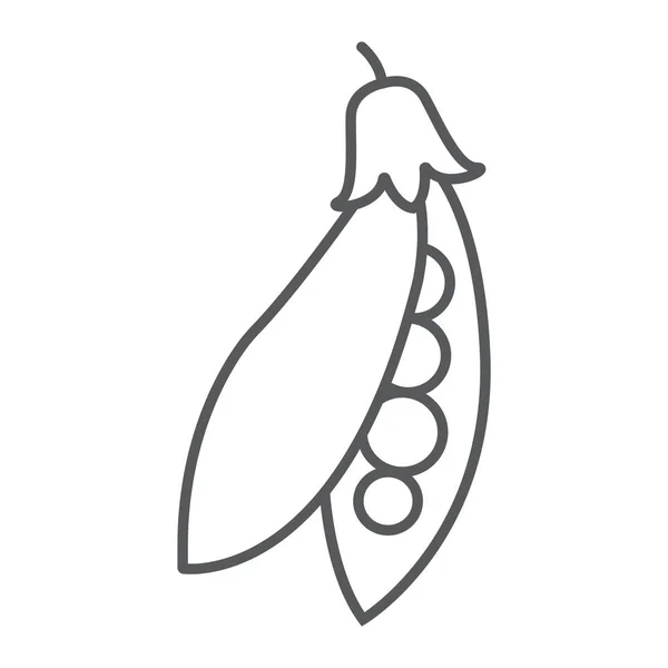 Pod guisante línea delgada icono, vegetal y dieta, signo de guisantes, gráficos vectoriales, un patrón lineal sobre un fondo blanco, eps 10 . — Vector de stock