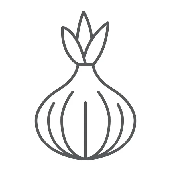 Icono de línea fina de cebolla, vegetal y dieta, signo vegetariano, gráficos vectoriales, un patrón lineal sobre un fondo blanco, eps 10 . — Vector de stock