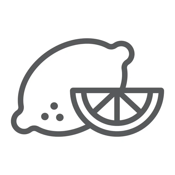 Icône de ligne de citron, légumes et régime alimentaire, signe d'agrumes, graphiques vectoriels, un motif linéaire sur un fond blanc, eps 10 . — Image vectorielle