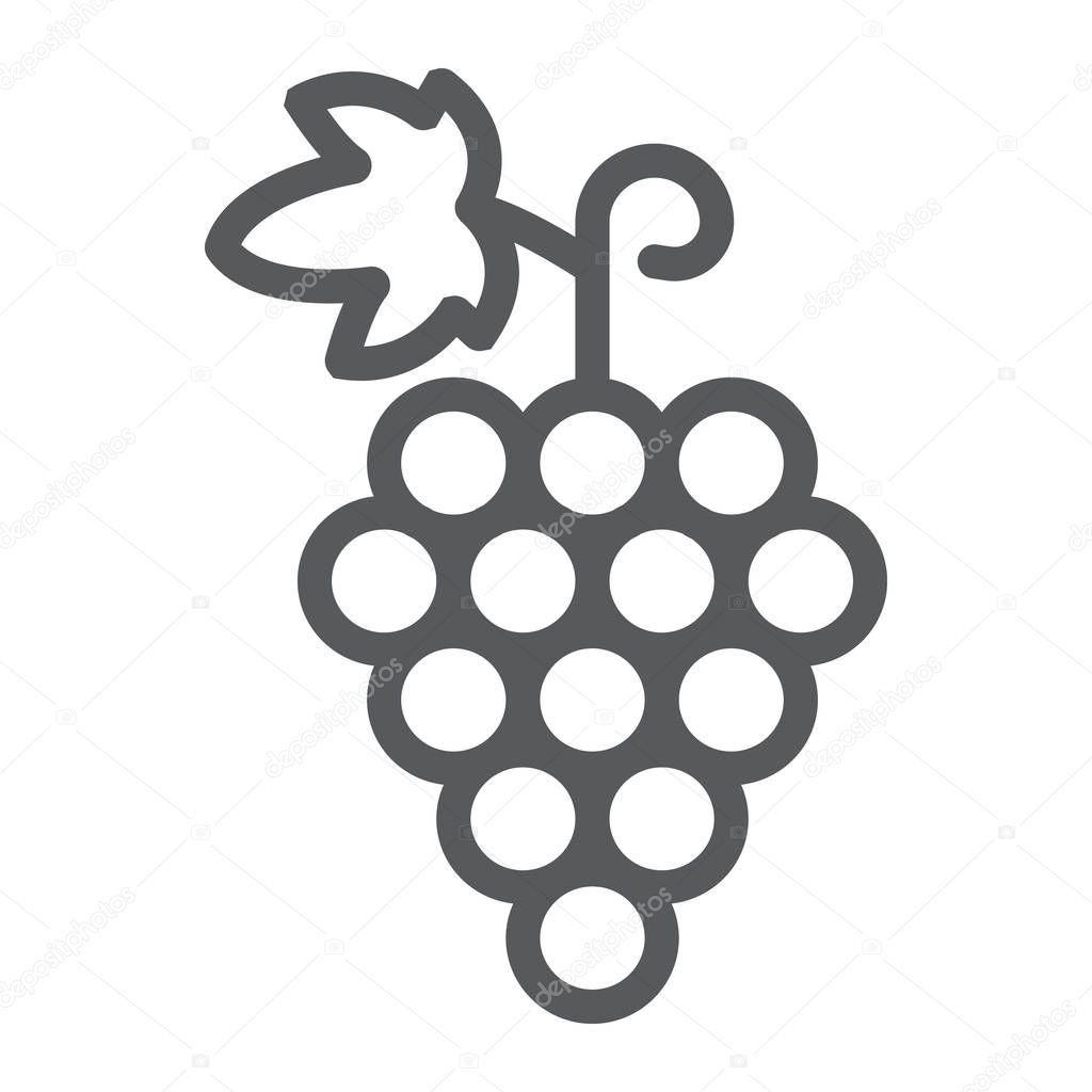Grapes line icon, fruit and vitamin, vine sign, vector graphics, a linear pattern on a white background, eps 10.