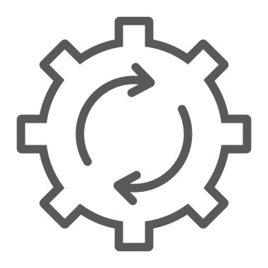 Sistem Güncelleştirme satırı simgesi, verilere ve çözümlemelere, cog dişli dönme işareti, vektör grafikleri, Doğrusal model beyaz bir arka planda eps 10.