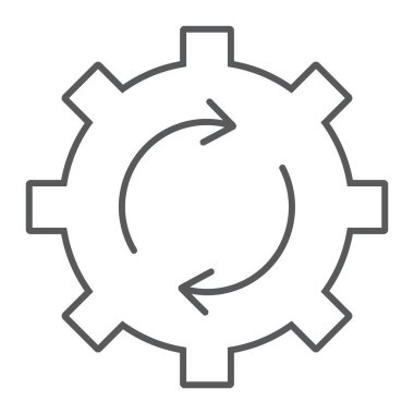 Sistem Güncelleştirme ince çizgi kutsal kişilerin resmi, verilere ve çözümlemelere, cog dişli dönme işareti, vektör grafikleri, Doğrusal model beyaz bir arka planda eps 10.